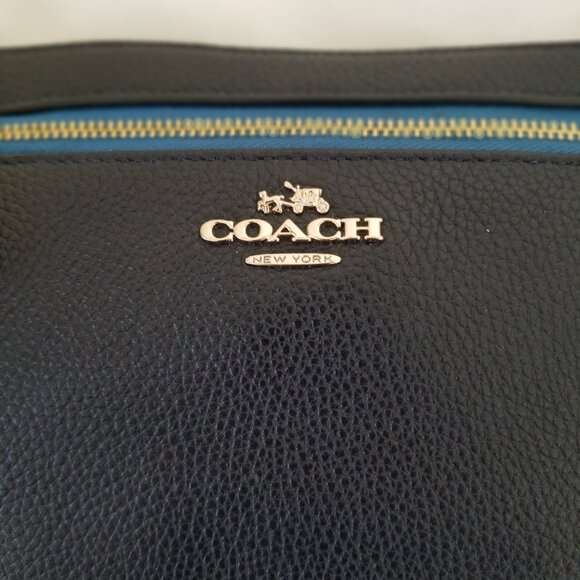Authentic Coach Nolita 24 Navy Blue Colorblock Wristlet Top Handle Bag - Picture 4 of 9